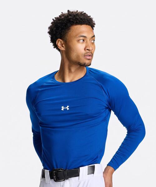 UNDER ARMOUR(アンダーアーマー)の「UAヒートギア コンフォート フィッティド ロングスリーブ クルーネック シャツ(ベースボール/メンズ)(Tシャツ/カットソー・メンズ・ブルー・XL/L/M/S/3XL)」の1枚目の写真