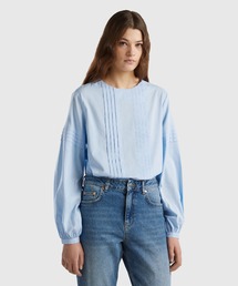 BENETTON (UNITED COLORS OF BENETTON) | プリーツ入りパフスリーブバックボタン長袖ブラウス(シャツ/ブラウス)