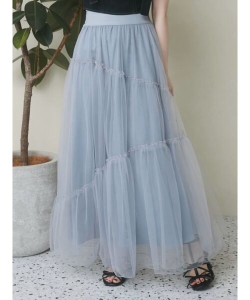 EATME（イートミー）の「アシンメトリーティアードスカート（スカート・レディース・ブラック/ベージュ/ブルー・FREE）」の3枚目の写真