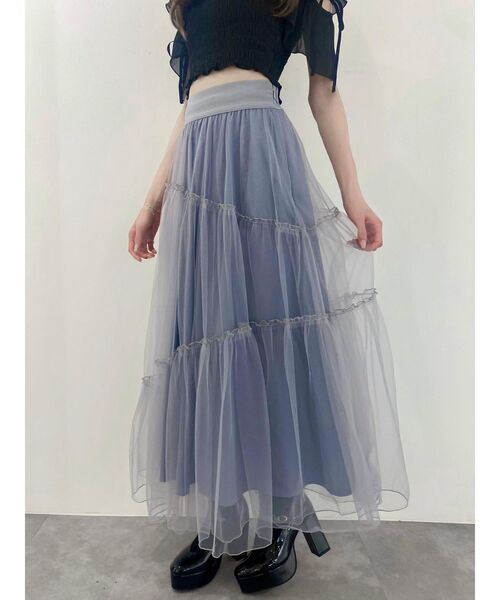 EATME（イートミー）の「アシンメトリーティアードスカート（スカート・レディース・ブラック/ベージュ/ブルー・FREE）」の9枚目の写真