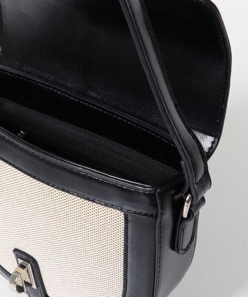 URBAN RESEARCH ROSSO WOMEN(アーバンリサーチ ロッソ)の「キャンバスコンビショルダーバッグ(ショルダーバッグ・レディース・ブラック/オフホワイト/ダークブラウン・-)」の14枚目の写真