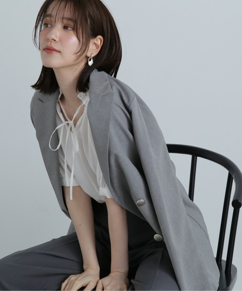 N.（N. Natural Beauty Basic）（エヌエヌナチュラルビューティーベーシック）の「【S Size Line】◆マットウースストレッチテーラードジャケット（テーラードジャケット・レディース・ライトグレー/ネイビー/ベージュ/グレー・SMALL/MEDIUM）」の10枚目の写真