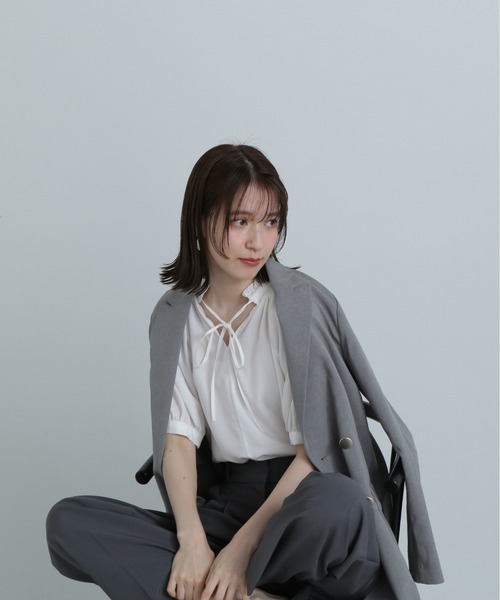 N.（N. Natural Beauty Basic）（エヌエヌナチュラルビューティーベーシック）の「【S Size Line】◆マットウースストレッチテーラードジャケット（テーラードジャケット・レディース・ライトグレー/ネイビー/ベージュ/グレー・SMALL/MEDIUM）」の12枚目の写真