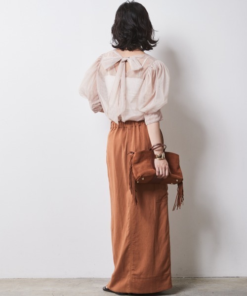 CHIC STYLE(シックスタイル)の「<大きいサイズ>2WAYチュールブラウス シックスタイル(シャツ/ブラウス・レディース・ベージュ/ブラック・4L/3L/LL/L/5L)」の15枚目の写真
