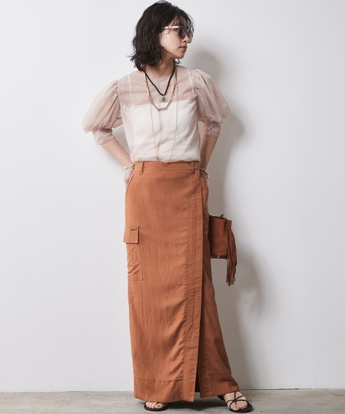 CHIC STYLE(シックスタイル)の「<大きいサイズ>2WAYチュールブラウス シックスタイル(シャツ/ブラウス・レディース・ベージュ/ブラック・4L/3L/LL/L/5L)」の18枚目の写真