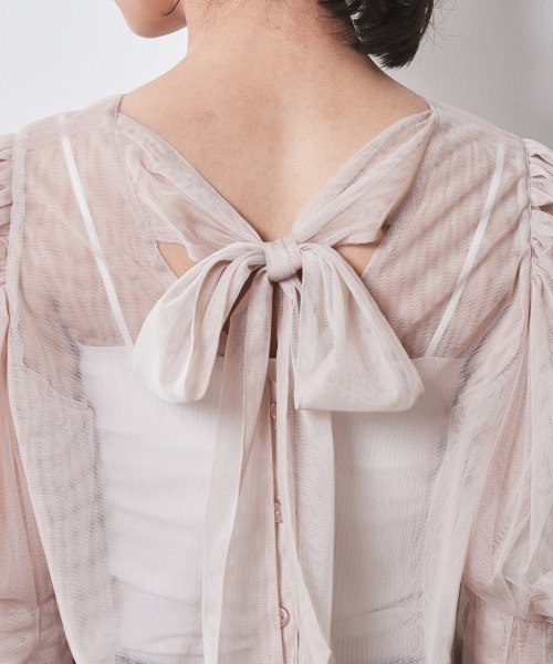 CHIC STYLE(シックスタイル)の「<大きいサイズ>2WAYチュールブラウス シックスタイル(シャツ/ブラウス・レディース・ベージュ/ブラック・4L/3L/LL/L/5L)」の7枚目の写真