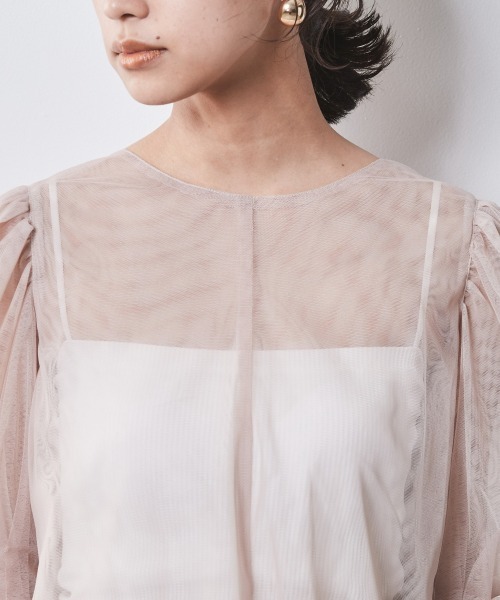 CHIC STYLE(シックスタイル)の「<大きいサイズ>2WAYチュールブラウス シックスタイル(シャツ/ブラウス・レディース・ベージュ/ブラック・4L/3L/LL/L/5L)」の6枚目の写真