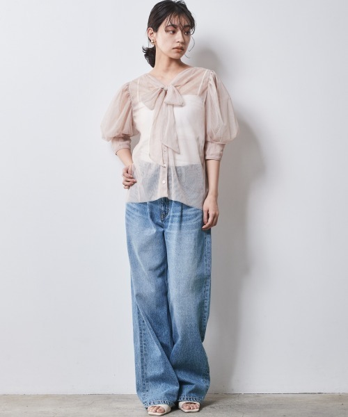 CHIC STYLE(シックスタイル)の「<大きいサイズ>2WAYチュールブラウス シックスタイル(シャツ/ブラウス・レディース・ベージュ/ブラック・4L/3L/LL/L/5L)」の21枚目の写真