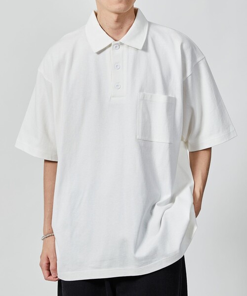 FREAK'S STORE（フリークスストア）の「ヘビーウェイト NO-SIDE SEAM ポロネック Tシャツ/丸胴/10.5オンス/USA COTTON（Tシャツ/カットソー・メンズ・グレイッシュベージュ/アッシュ/グリーン/ブラック/ホワイト・MEDIUM/LARGE）」の8枚目の写真