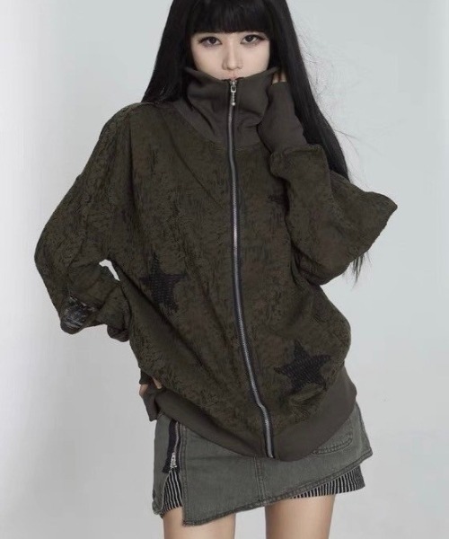 Never mind the XU / Chikashitsu+（ネバーマインド ザ エックスユー / チカシツプラス）の「グランジファッション ARIADNAw アリアドネ ダブリュー Striped layered denim skirt ショートスカート ストライプスカート レイヤードスカート ミニスカート 台形スカート ストリートファッション（デニムスカート・レディース・カーキ・S/M）」の11枚目の写真
