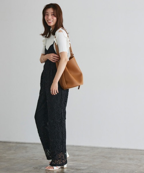 Pierrot（ピエロ）の「ケミカルレースキャミオールインワン（つなぎ/オールインワン・レディース・ブラック/オフホワイト・PM/M/L）」の9枚目の写真