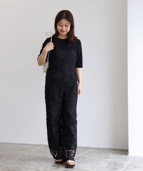 Pierrot（ピエロ）の「ケミカルレースキャミオールインワン（つなぎ/オールインワン・レディース・ブラック/オフホワイト・PM/M/L）」の13枚目の写真