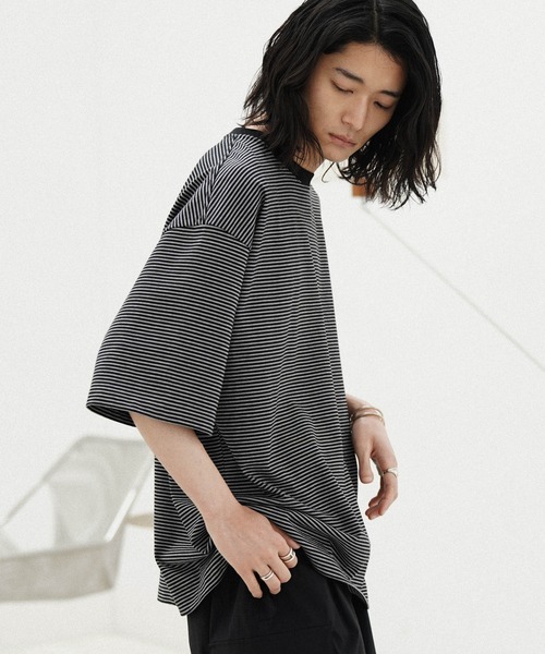 セール】NARROW BORDER WIDE TEE（Tシャツ/カットソー）｜WYM LIDNM