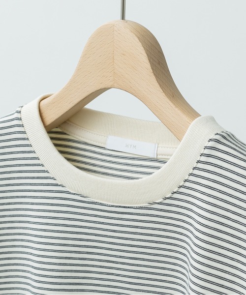 WYM LIDNM（ウィム バイ リドム）の「NARROW BORDER WIDE TEE（Tシャツ/カットソー・メンズ・ベージュ系/ホワイト/チャコール・S/L/M）」の19枚目の写真