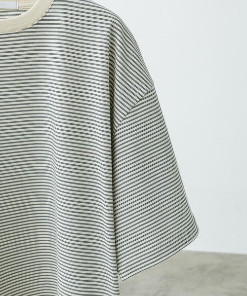 WYM LIDNM（ウィム バイ リドム）の「NARROW BORDER WIDE TEE（Tシャツ/カットソー・メンズ・ベージュ系/ホワイト/チャコール・S/L/M）」の20枚目の写真