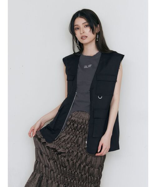 MURUA（ムルーア）の「カーゴポケットジレ（ベスト・レディース・カーキ/ブラック・FREE）」の13枚目の写真