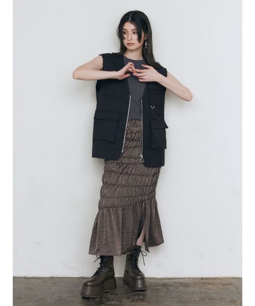 MURUA（ムルーア）の「カーゴポケットジレ（ベスト・レディース・カーキ/ブラック・FREE）」の14枚目の写真