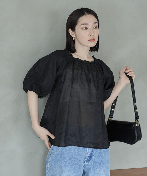 FREAK'S STORE(フリークスストア)の「FREAK’S STORE/フリークスストア ラミー 2WAYパフスリーブバックリボンブラウス(シャツ/ブラウス・レディース・オフホワイト/ブラック・フリ-)」の12枚目の写真