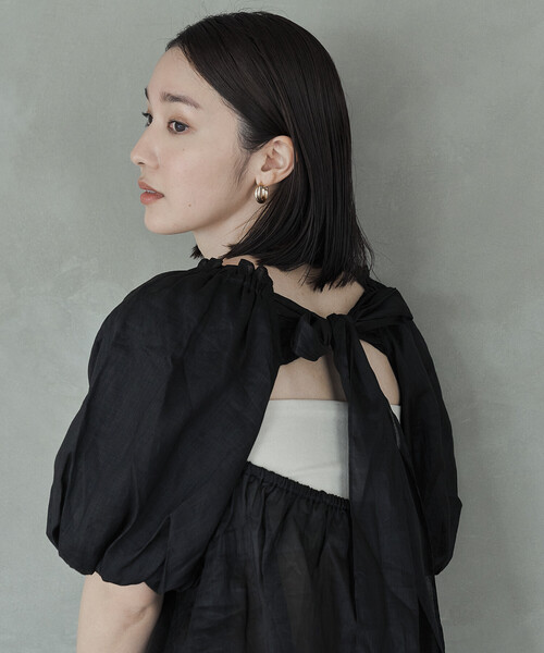 FREAK'S STORE(フリークスストア)の「FREAK’S STORE/フリークスストア ラミー 2WAYパフスリーブバックリボンブラウス(シャツ/ブラウス・レディース・オフホワイト/ブラック・フリ-)」の13枚目の写真