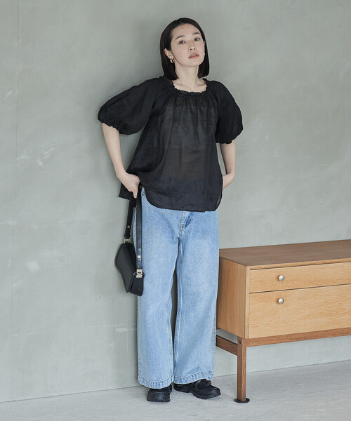 FREAK'S STORE(フリークスストア)の「FREAK’S STORE/フリークスストア ラミー 2WAYパフスリーブバックリボンブラウス(シャツ/ブラウス・レディース・オフホワイト/ブラック・フリ-)」の14枚目の写真