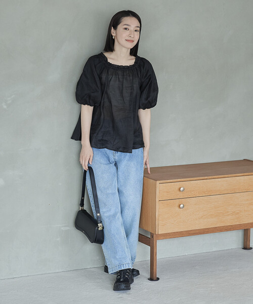 FREAK'S STORE(フリークスストア)の「FREAK’S STORE/フリークスストア ラミー 2WAYパフスリーブバックリボンブラウス(シャツ/ブラウス・レディース・オフホワイト/ブラック・フリ-)」の4枚目の写真
