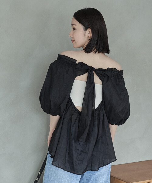 FREAK'S STORE(フリークスストア)の「FREAK’S STORE/フリークスストア ラミー 2WAYパフスリーブバックリボンブラウス(シャツ/ブラウス・レディース・オフホワイト/ブラック・フリ-)」の11枚目の写真