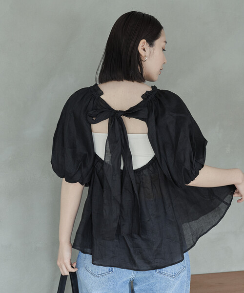 FREAK'S STORE(フリークスストア)の「FREAK’S STORE/フリークスストア ラミー 2WAYパフスリーブバックリボンブラウス(シャツ/ブラウス・レディース・オフホワイト/ブラック・フリ-)」の16枚目の写真