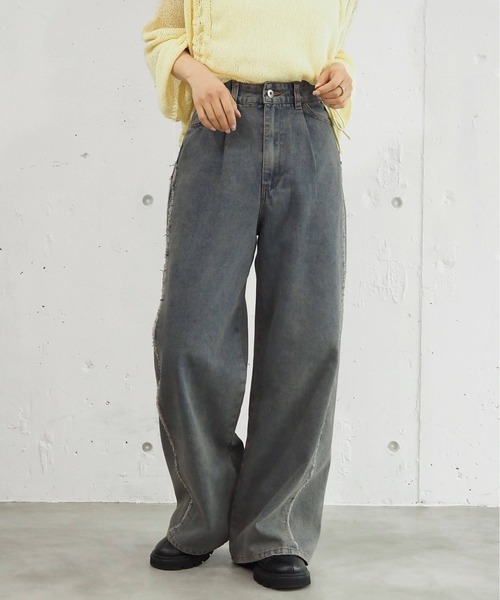 【タグ付き未使用】ドゥーズィエムクラス フラップディティールデニムワイドパンツ タグ付き未使用】ドゥーズィエムクラス フラップディティールデニム