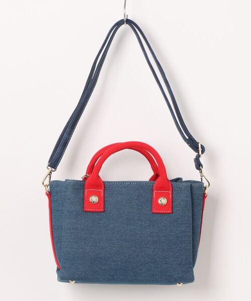 【Jolie Joli/ジョリージョリ】デニム 前後あおりポケット付き2WAYﾊﾞｯｸﾞ（ショルダーバッグ）｜Jolie Joli（ジョリージョリ）