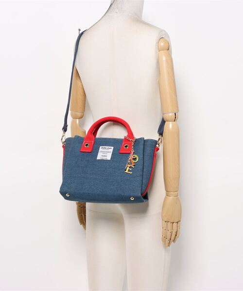 【Jolie Joli/ジョリージョリ】デニム 前後あおりポケット付き2WAYﾊﾞｯｸﾞ（ショルダーバッグ）｜Jolie Joli（ジョリージョリ）