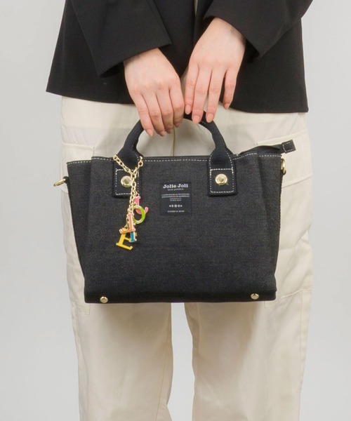 【Jolie Joli/ジョリージョリ】デニム 前後あおりポケット付き2WAYﾊﾞｯｸﾞ（ショルダーバッグ）｜Jolie Joli（ジョリージョリ）