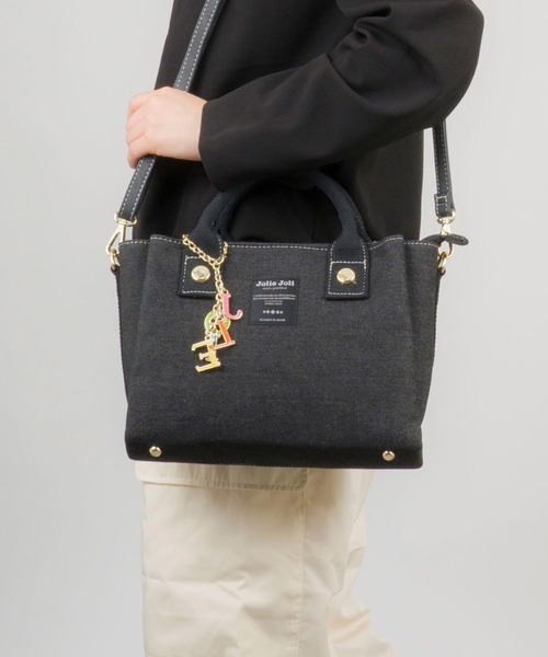 【Jolie Joli/ジョリージョリ】デニム 前後あおりポケット付き2WAYﾊﾞｯｸﾞ（ショルダーバッグ）｜Jolie Joli（ジョリージョリ）