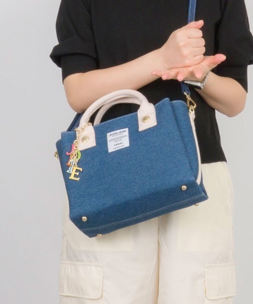 【Jolie Joli/ジョリージョリ】デニム 前後あおりポケット付き2WAYﾊﾞｯｸﾞ（ショルダーバッグ）｜Jolie Joli（ジョリージョリ）