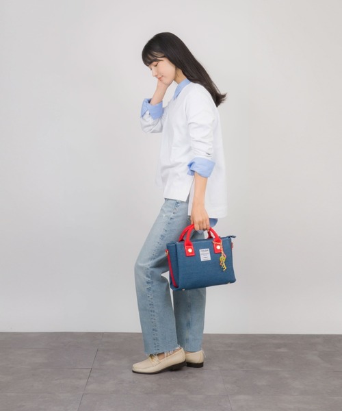 【Jolie Joli/ジョリージョリ】デニム 前後あおりポケット付き2WAYﾊﾞｯｸﾞ（ショルダーバッグ）｜Jolie Joli（ジョリージョリ）