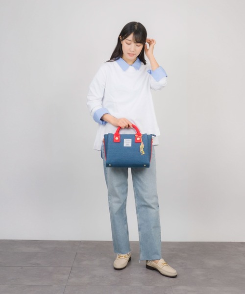 【Jolie Joli/ジョリージョリ】デニム 前後あおりポケット付き2WAYﾊﾞｯｸﾞ（ショルダーバッグ）｜Jolie Joli（ジョリージョリ）