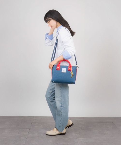 【Jolie Joli/ジョリージョリ】デニム 前後あおりポケット付き2WAYﾊﾞｯｸﾞ（ショルダーバッグ）｜Jolie Joli（ジョリージョリ）