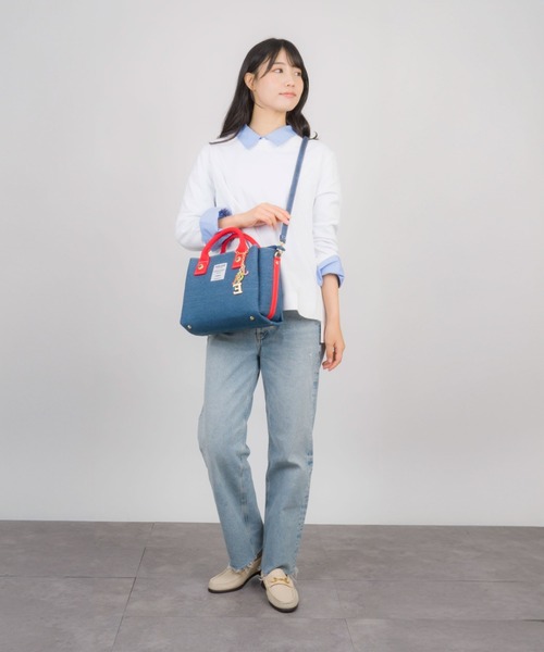 【Jolie Joli/ジョリージョリ】デニム 前後あおりポケット付き2WAYﾊﾞｯｸﾞ（ショルダーバッグ）｜Jolie Joli（ジョリージョリ）