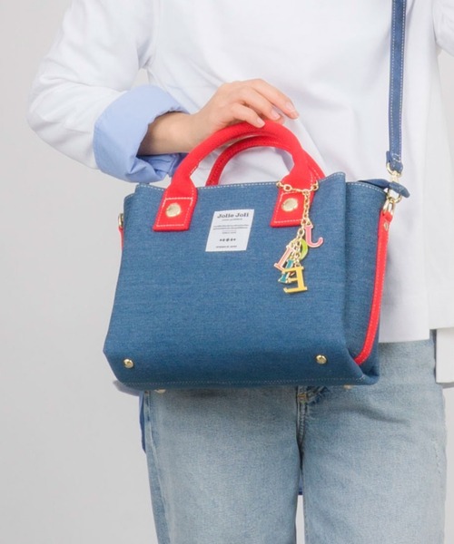 【Jolie Joli/ジョリージョリ】デニム 前後あおりポケット付き2WAYﾊﾞｯｸﾞ（ショルダーバッグ）｜Jolie Joli（ジョリージョリ）