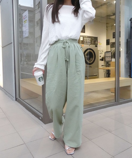 CORNERS（コーナーズ）の「リネンライクワイドパンツ（その他パンツ・レディース・カーキ/ブラック/ベージュ・M）」の5枚目の写真