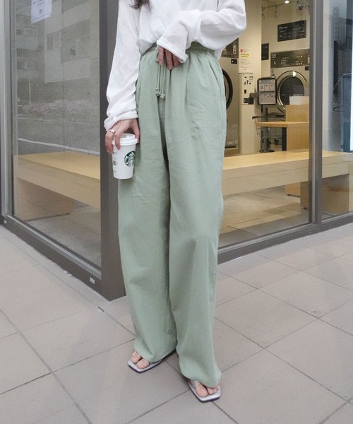 CORNERS（コーナーズ）の「リネンライクワイドパンツ（その他パンツ・レディース・カーキ/ブラック/ベージュ・M）」の6枚目の写真