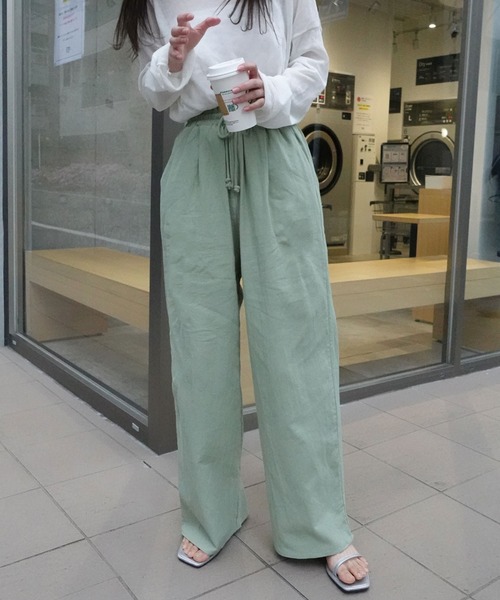 CORNERS（コーナーズ）の「リネンライクワイドパンツ（その他パンツ・レディース・カーキ/ブラック/ベージュ・M）」の7枚目の写真