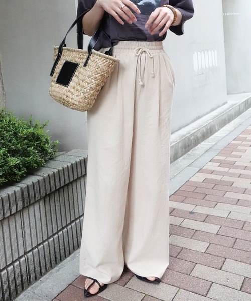 CORNERS（コーナーズ）の「リネンライクワイドパンツ（その他パンツ・レディース・カーキ/ブラック/ベージュ・M）」の12枚目の写真