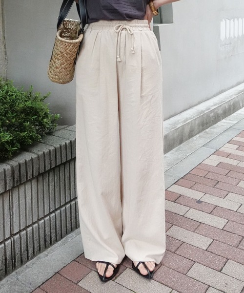CORNERS（コーナーズ）の「リネンライクワイドパンツ（その他パンツ・レディース・カーキ/ブラック/ベージュ・M）」の13枚目の写真