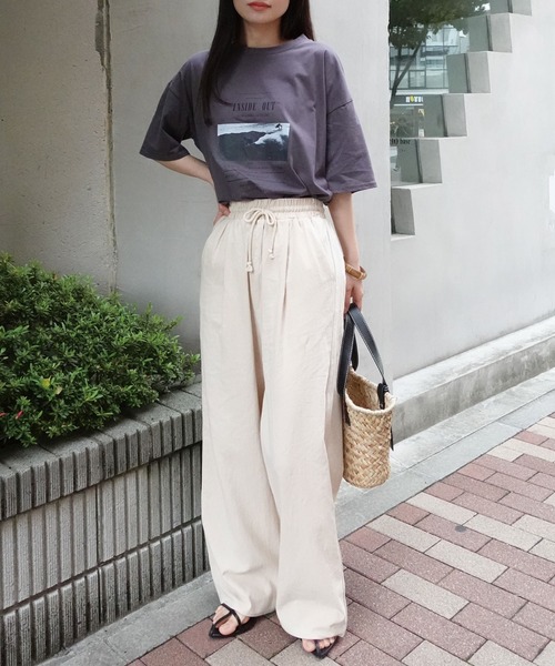 CORNERS（コーナーズ）の「リネンライクワイドパンツ（その他パンツ・レディース・カーキ/ブラック/ベージュ・M）」の14枚目の写真