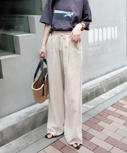 CORNERS（コーナーズ）の「リネンライクワイドパンツ（その他パンツ・レディース・カーキ/ブラック/ベージュ・M）」の15枚目の写真