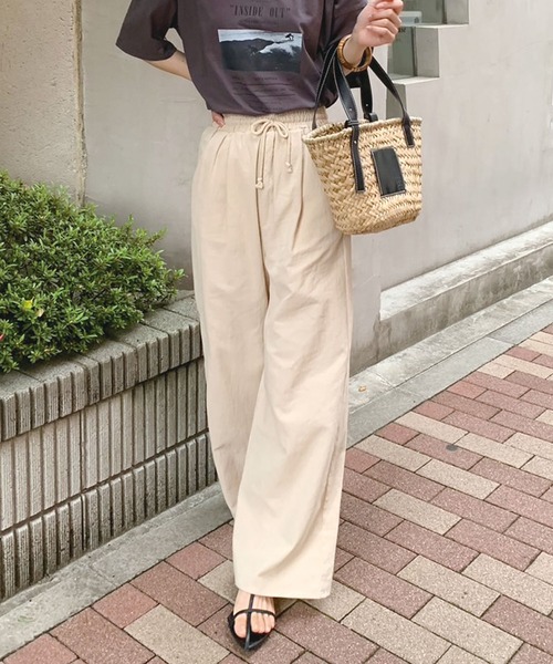 CORNERS（コーナーズ）の「リネンライクワイドパンツ（その他パンツ・レディース・カーキ/ブラック/ベージュ・M）」の16枚目の写真