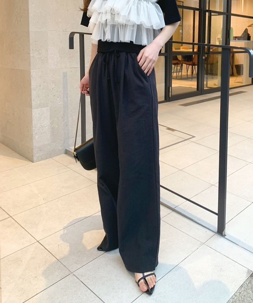 CORNERS（コーナーズ）の「リネンライクワイドパンツ（その他パンツ・レディース・カーキ/ブラック/ベージュ・M）」の10枚目の写真