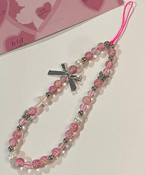 WEGO(ウィゴー)の「WEGO/パールストラップ(スマホグッズ・レディース・ホワイト/ピンク・FREE)」の1枚目の写真