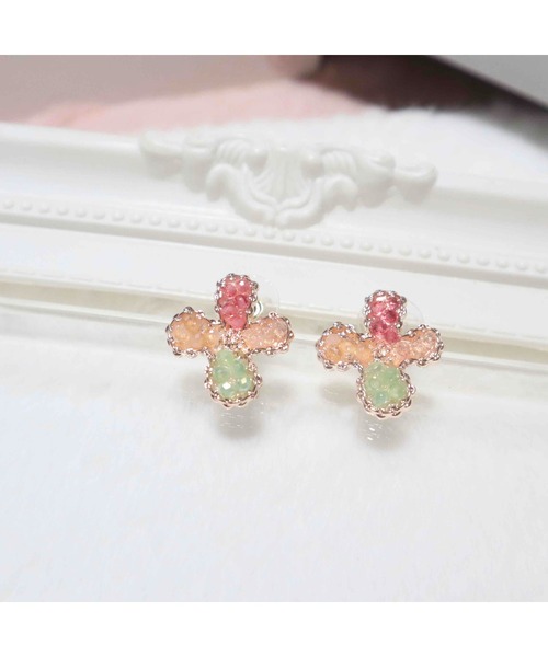 tone（トーン）の「【88eighty-eight】パステルカラーフラワーゴールドピアス【import】(MA)（ピアス（両耳用）・レディース・ゴールド・FREE）」の5枚目の写真