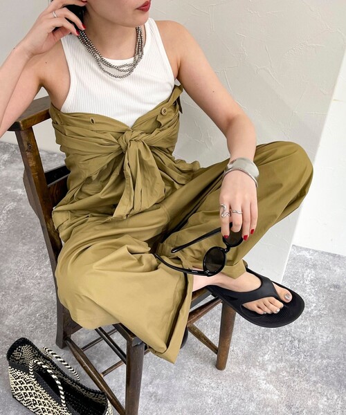 fredy emue（フレディエミュ）の「コットンオールインワン（つなぎ/オールインワン・レディース・チャコールグレー/キャメル・38）」の9枚目の写真